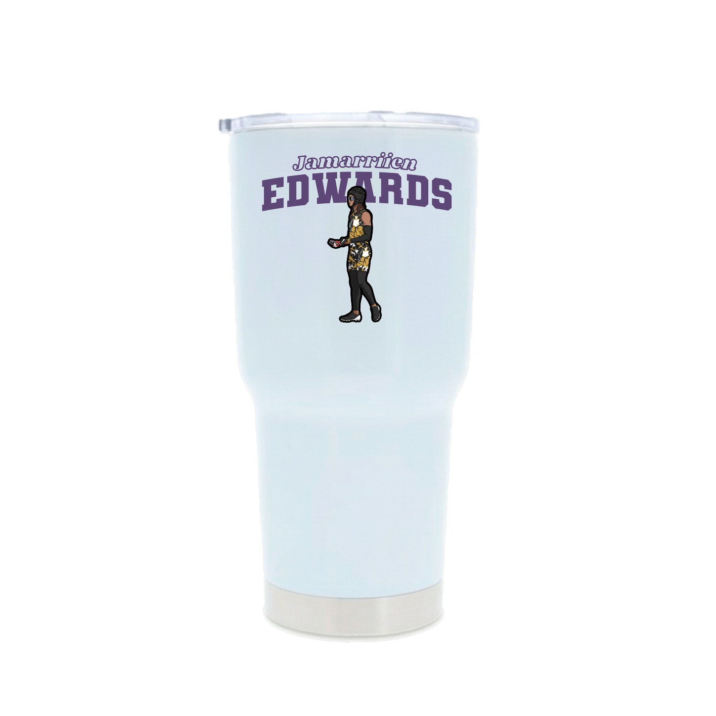 30oz Stainless Steel Tumbler — Name Arch in White