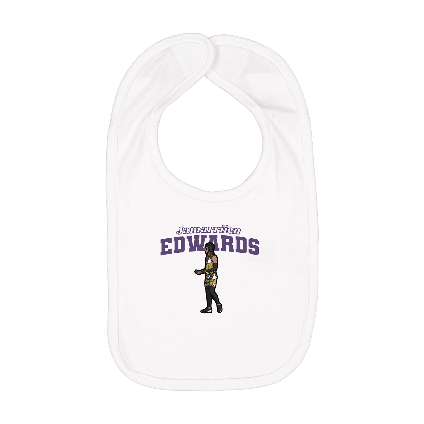 Infant Bib — Name Arch in White