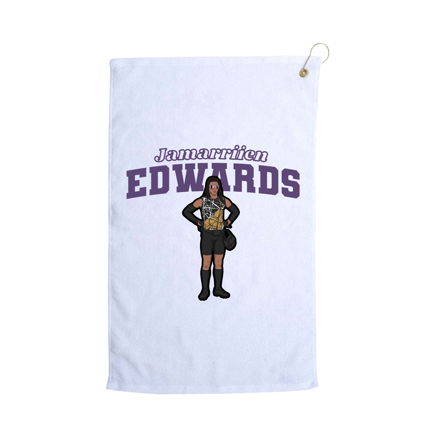 Golf Towel — Name Arch in White