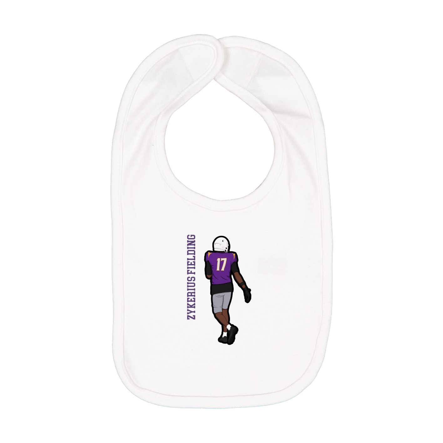 Infant Bib — Name Vertical in White