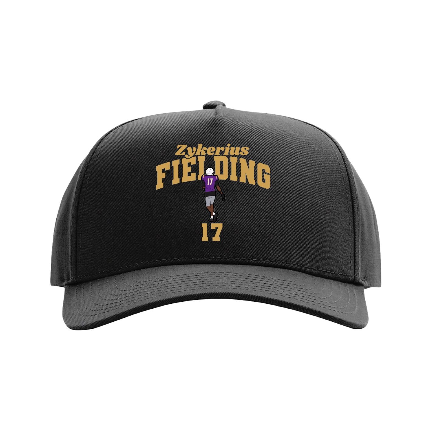 Full Fabric Five-Panel Champ Cap — Signature Arch in Black