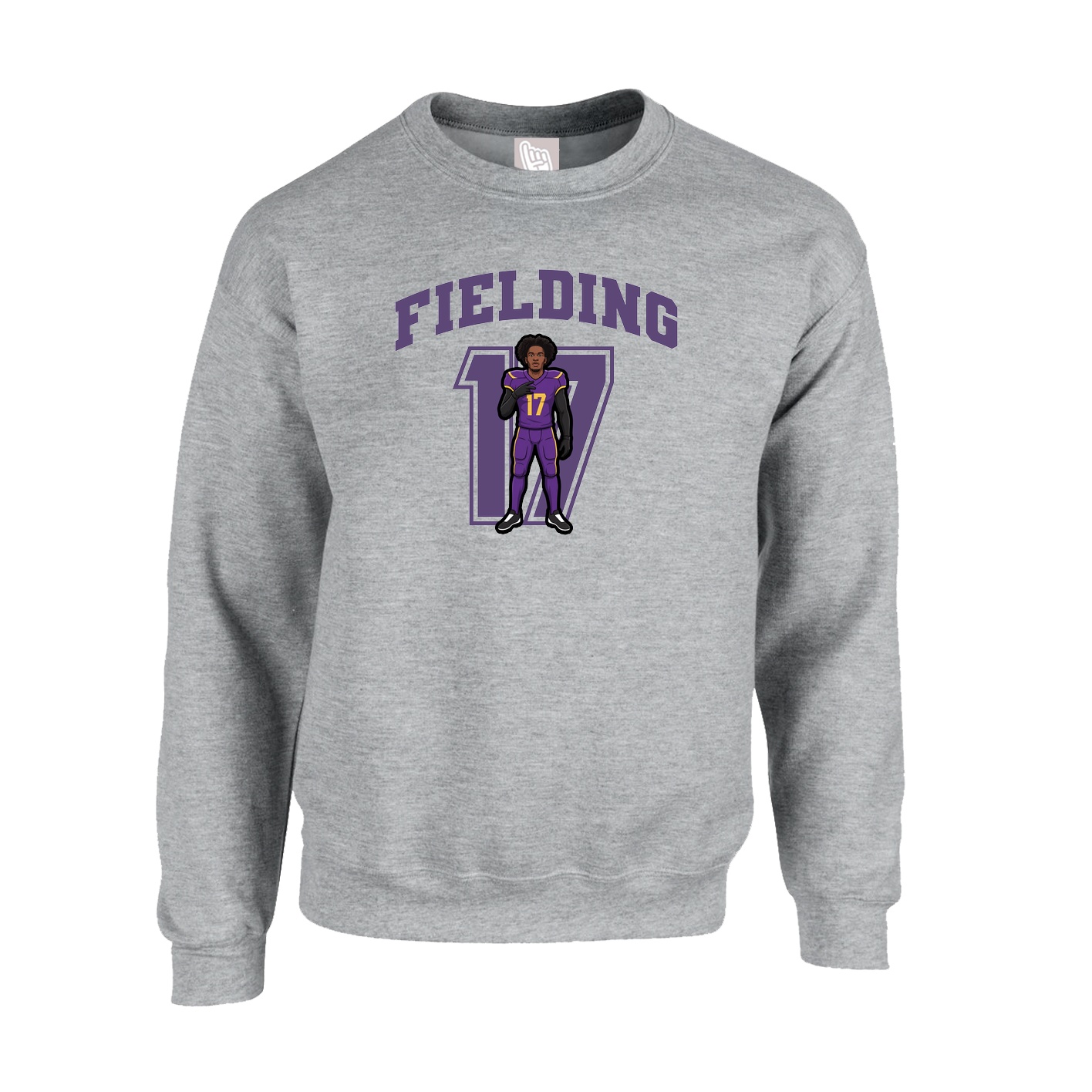 Fleece Crew — Number in Grey