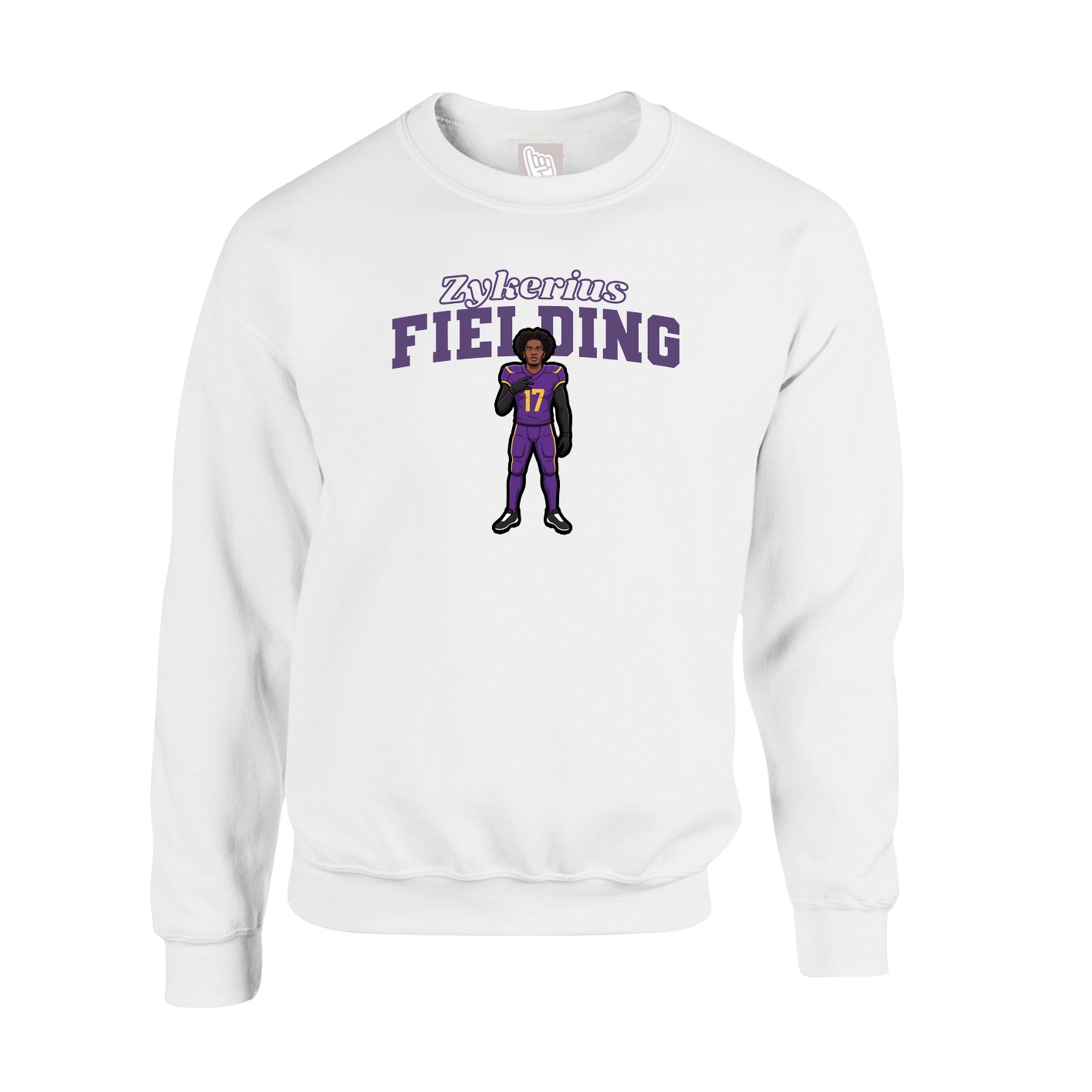 Fleece Crew — Name Arch in White