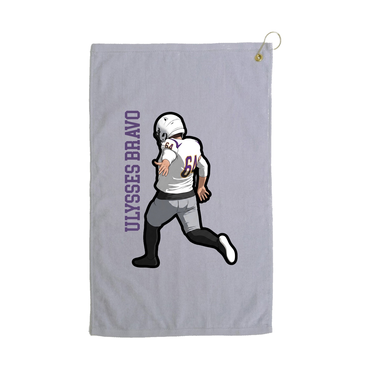 Golf Towel — Name Vertical in Grey