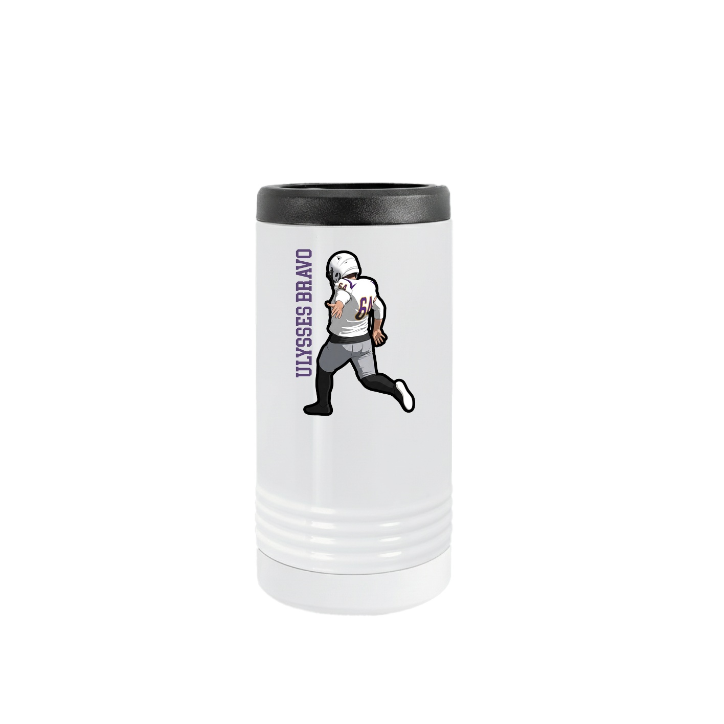 Slim Beverage Holder — Name Vertical in White