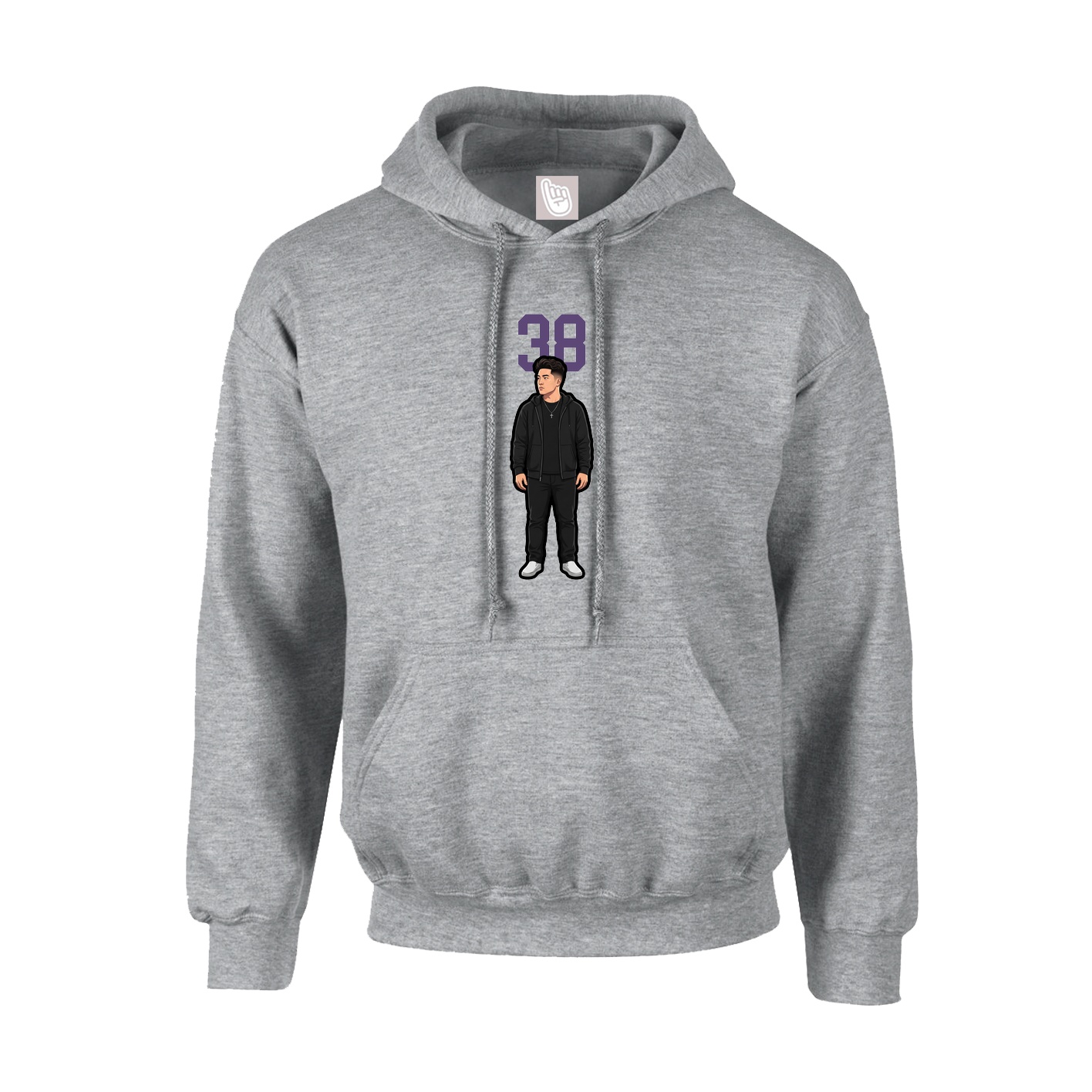 Youth Hoodie — Number Top in Grey