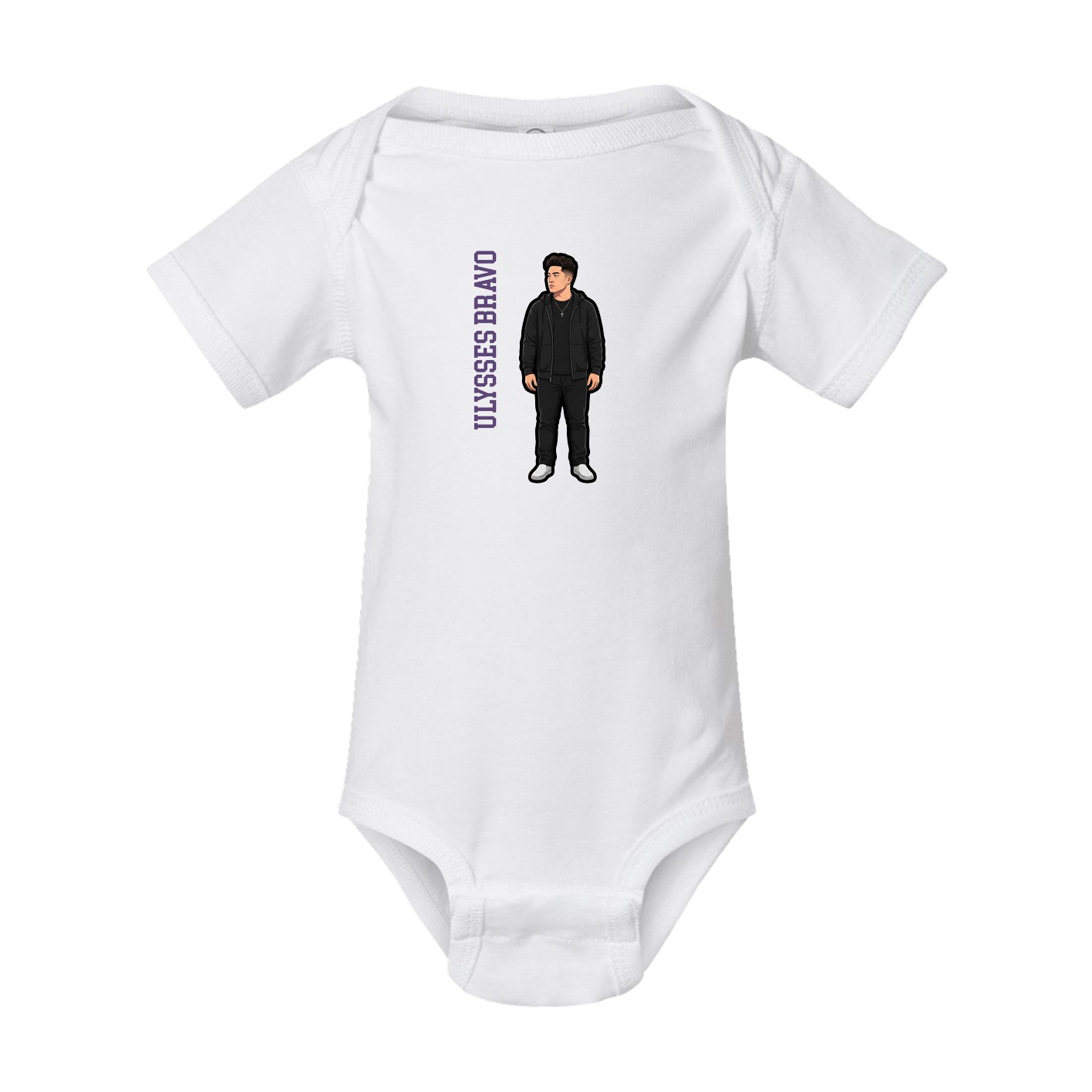 Baby Onesie — Name Vertical in White