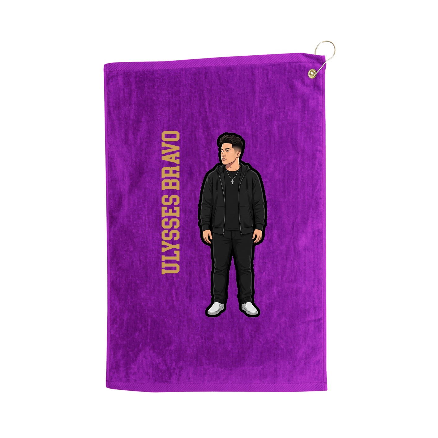 Golf Towel — Name Vertical in Purple