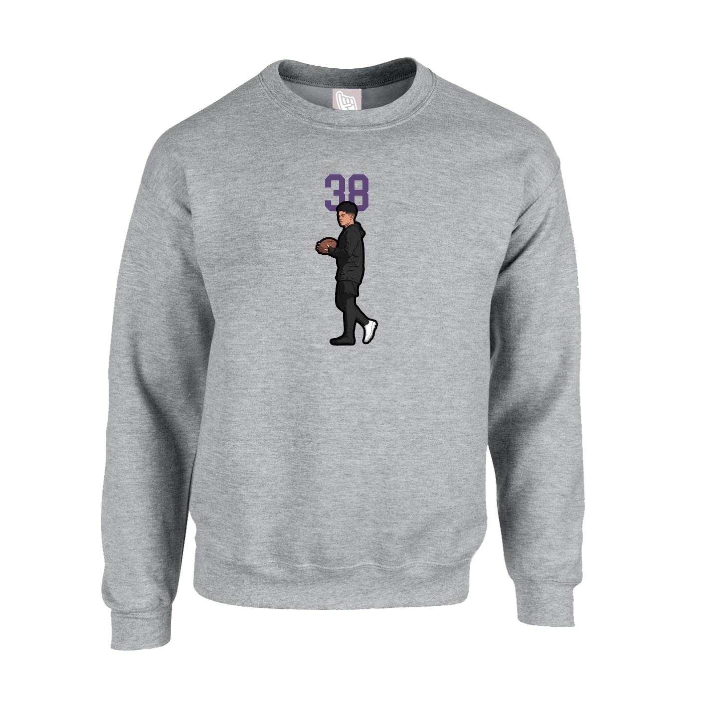 Fleece Crew — Number Top in Grey