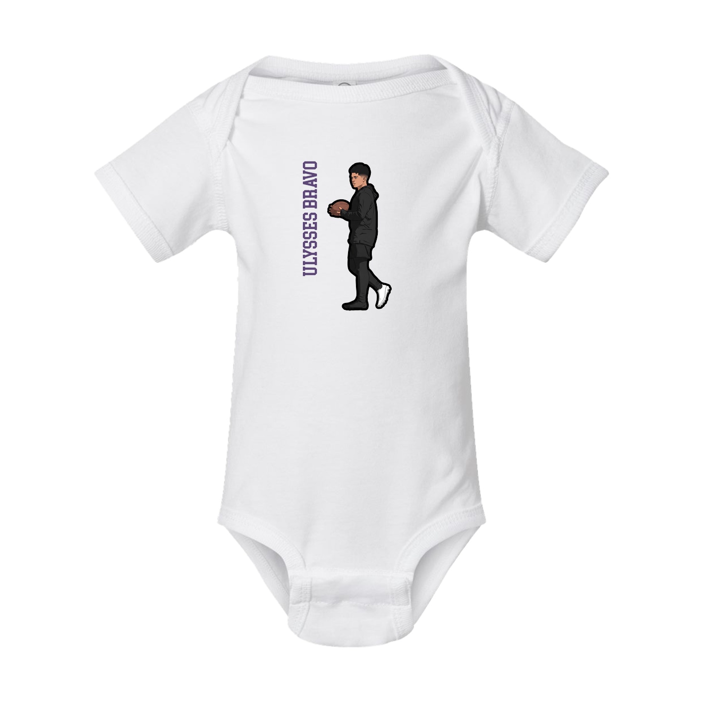 Baby Onesie — Name Vertical in White