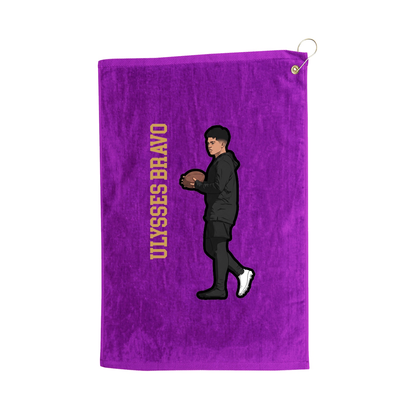 Golf Towel — Name Vertical in Purple