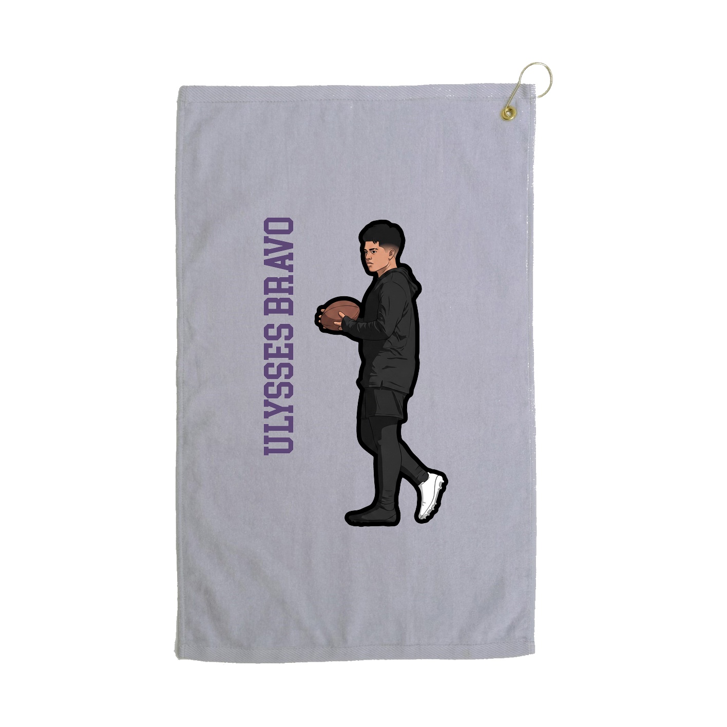Golf Towel — Name Vertical in Grey