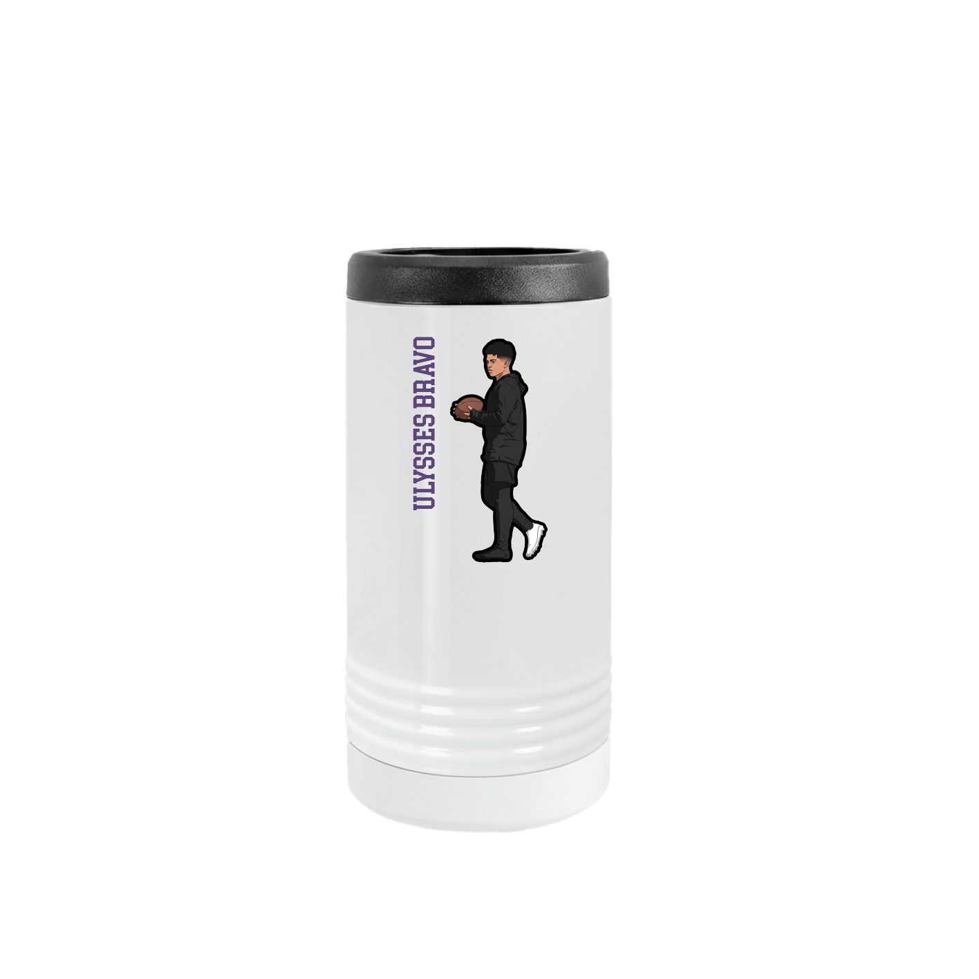 Slim Beverage Holder — Name Vertical in White