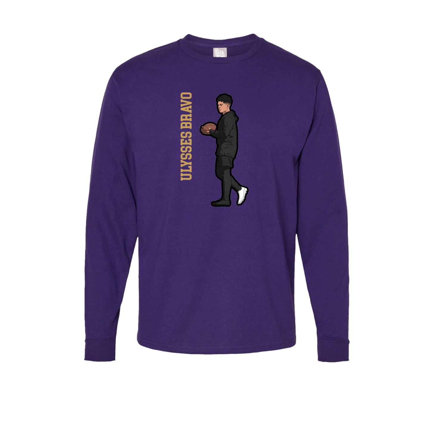 Long Sleeve Tee — Name Vertical in Purple