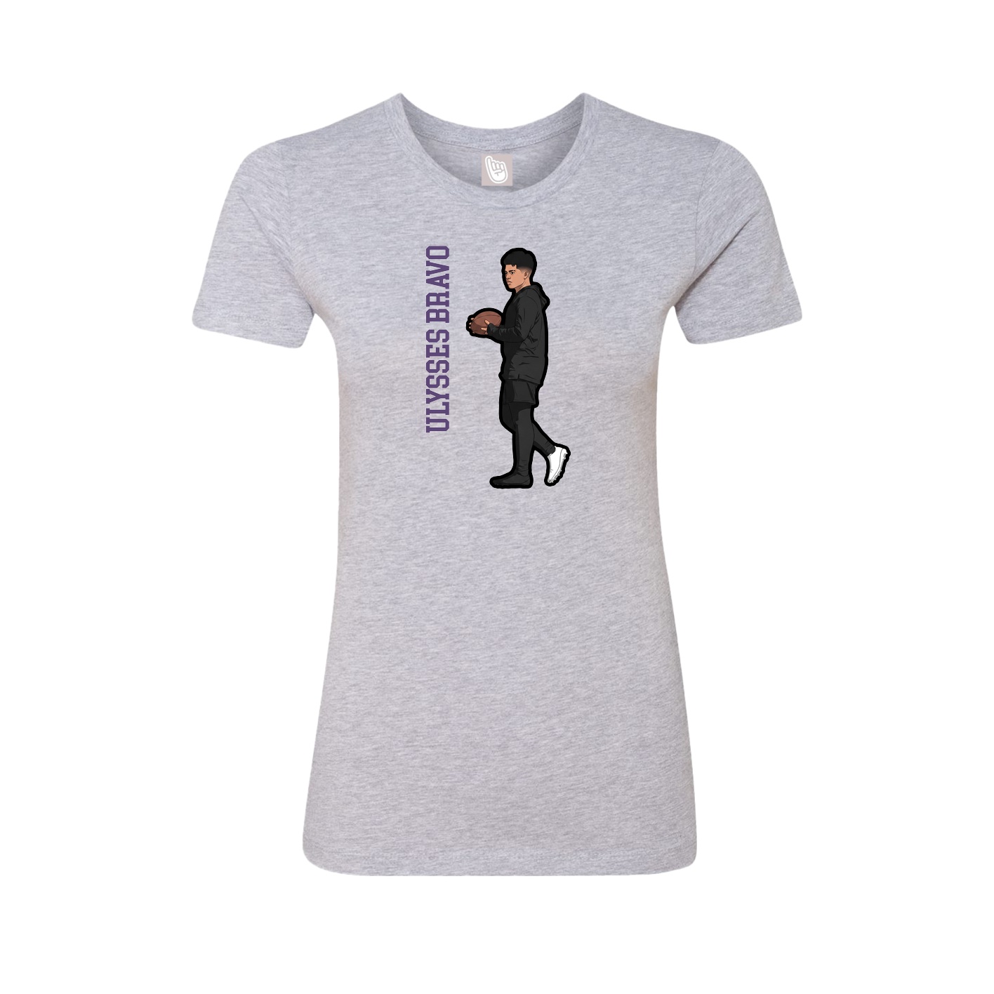 Fitted Women's Tee — Name Vertical in Grey