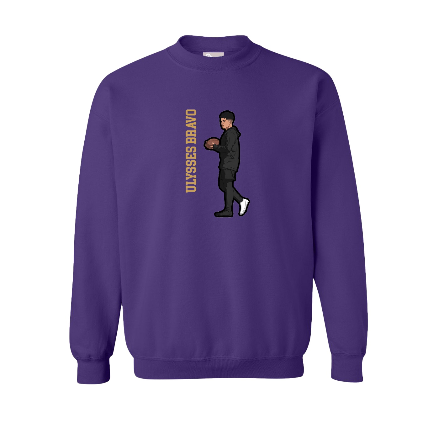Fleece Crew — Name Vertical in Purple