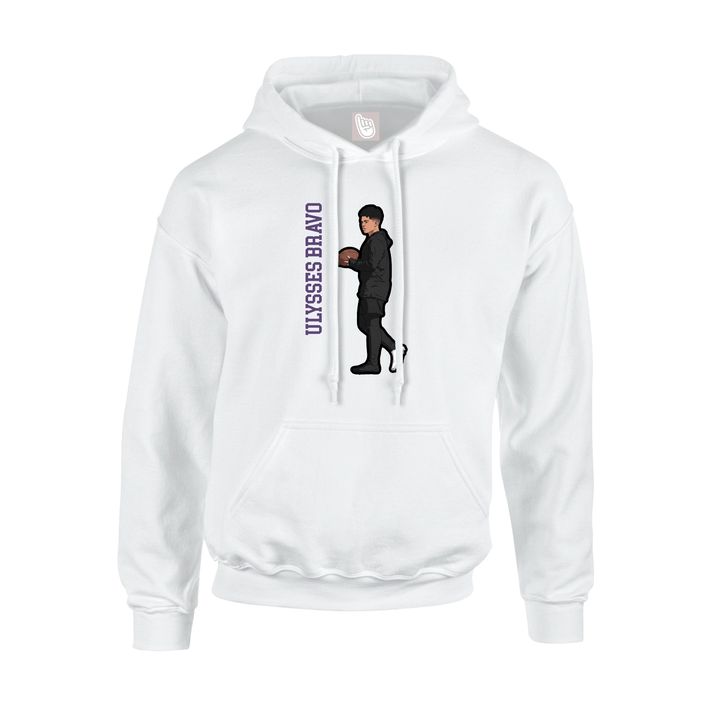 Youth Hoodie — Name Vertical in White