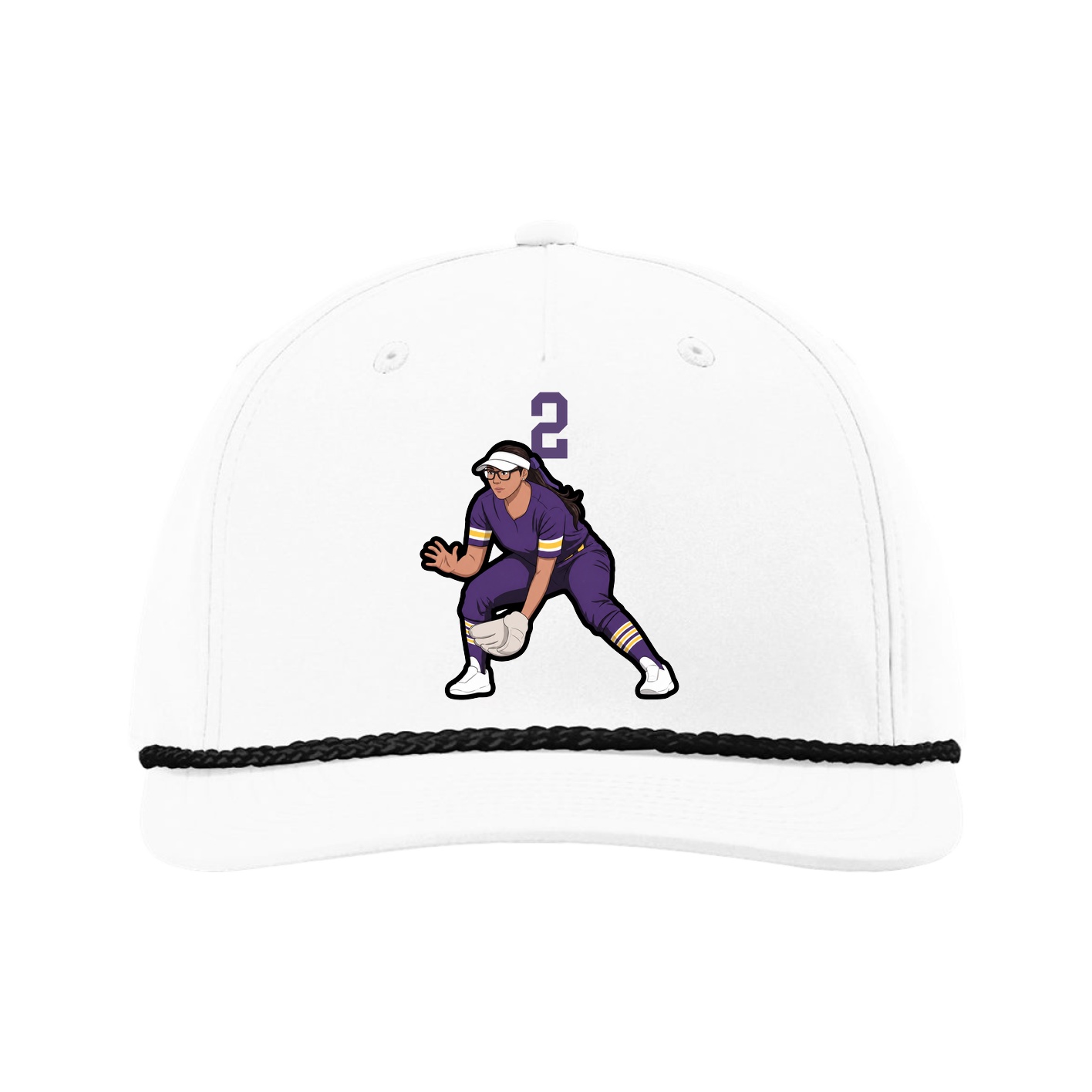 Five-Panel Classic Rope Cap — Number Top in White