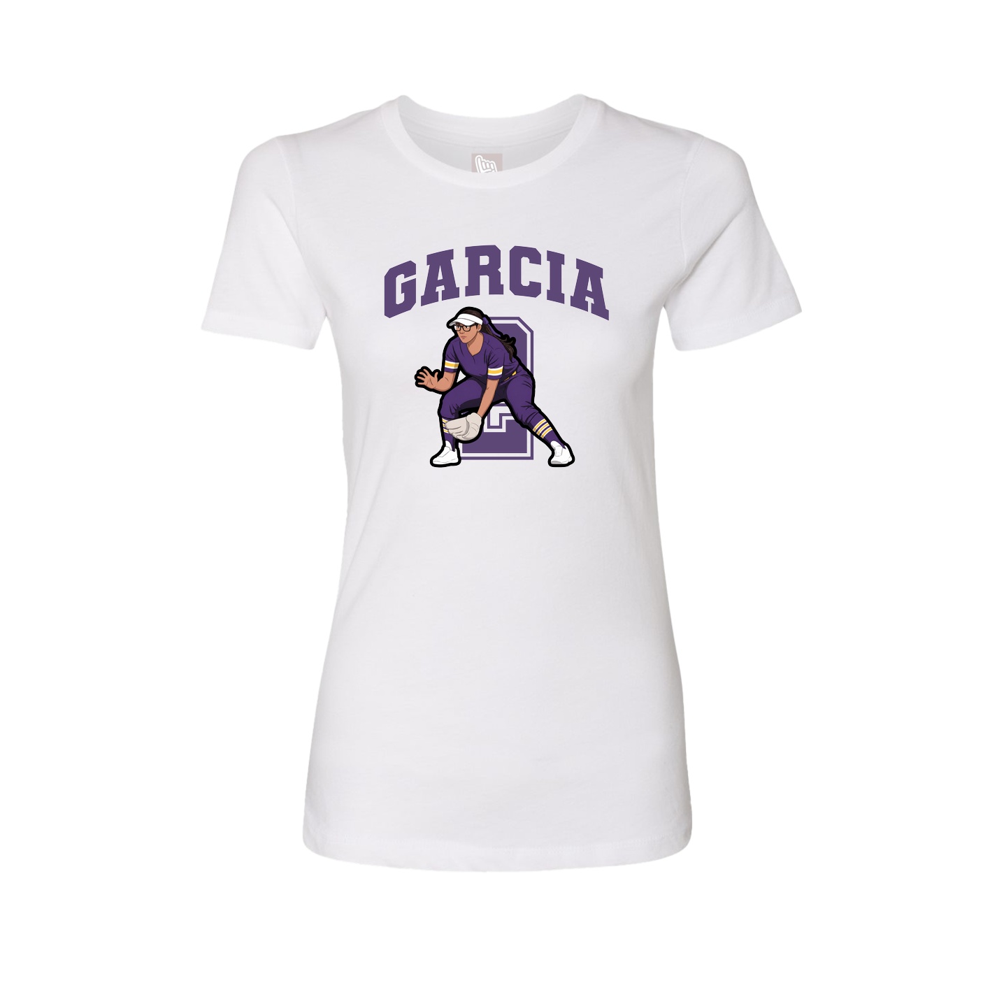 Fitted Women's Tee — Number in White