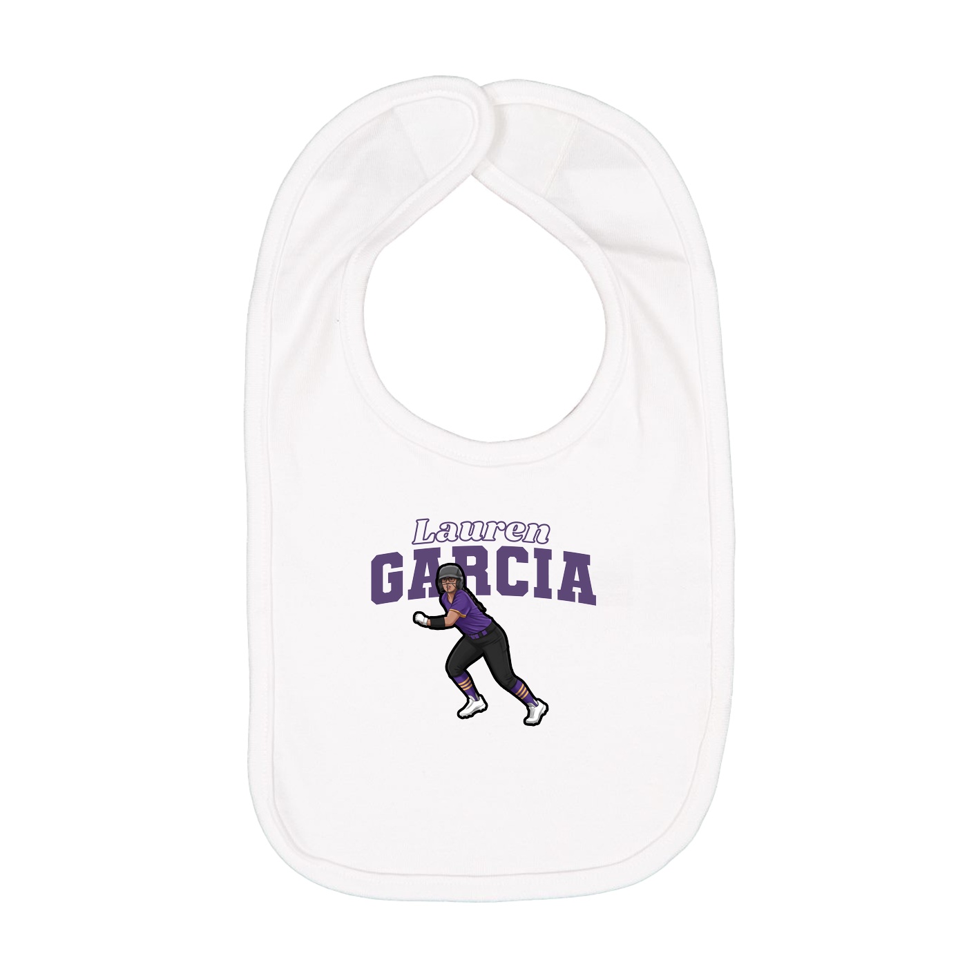 Infant Bib — Name Arch in White