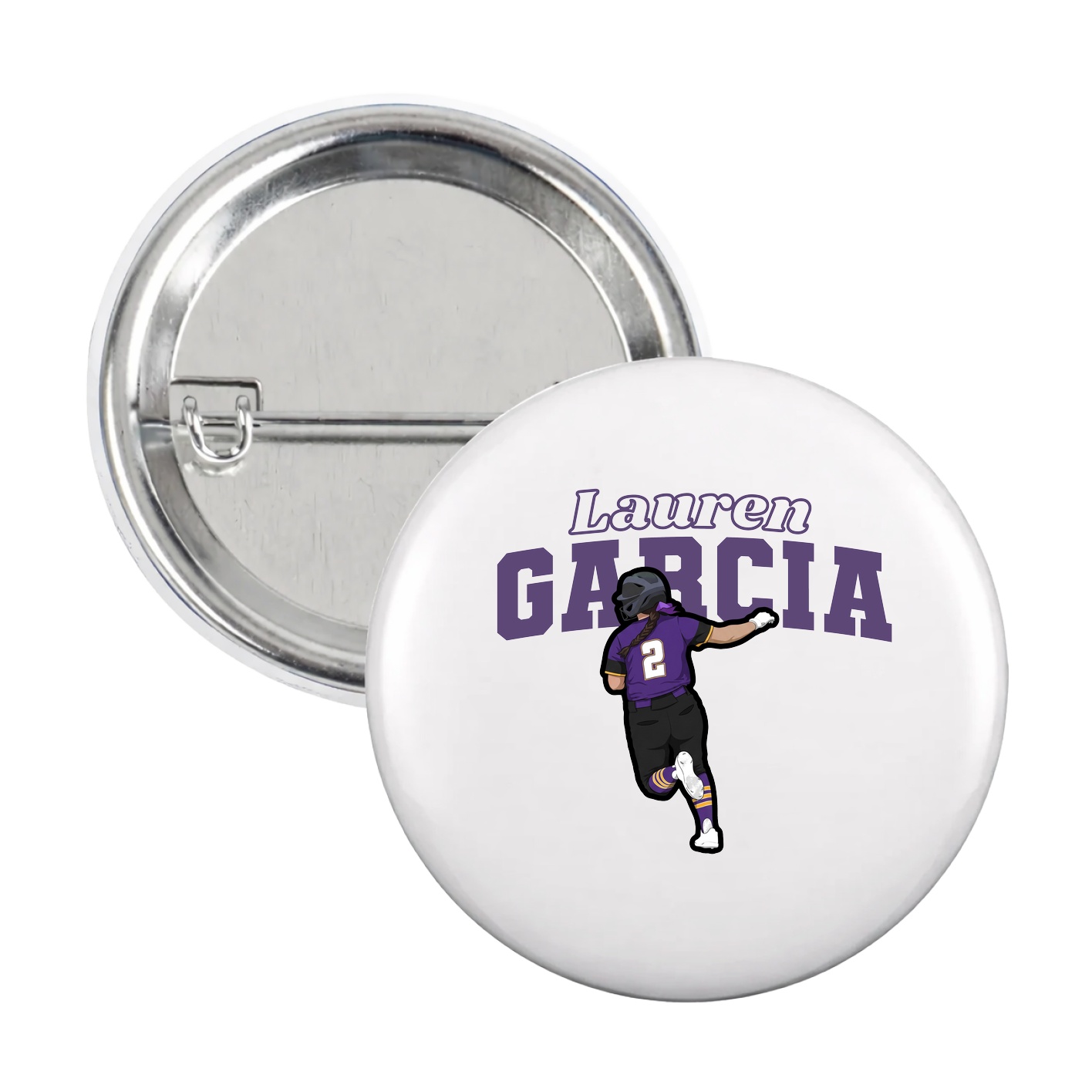 Game Day Button — Name Arch in White