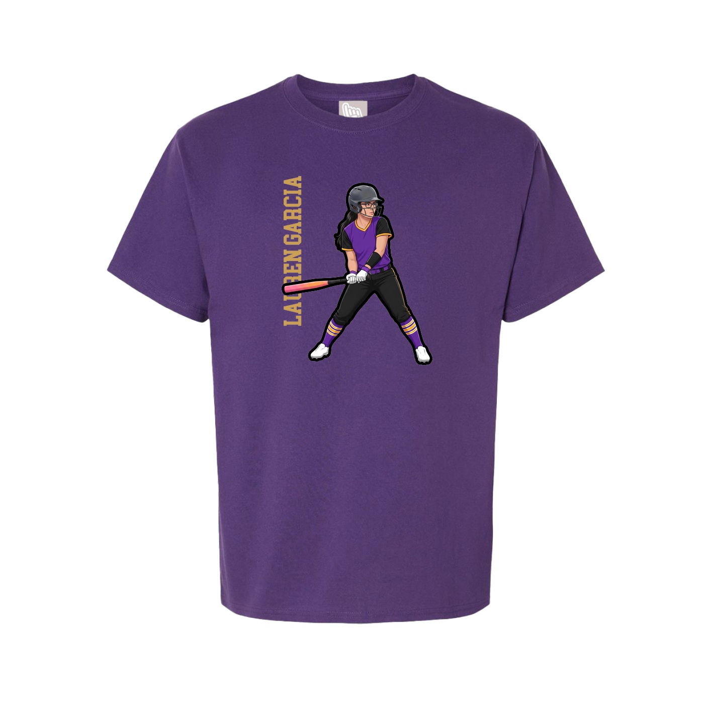 Youth Tee — Name Vertical in Purple