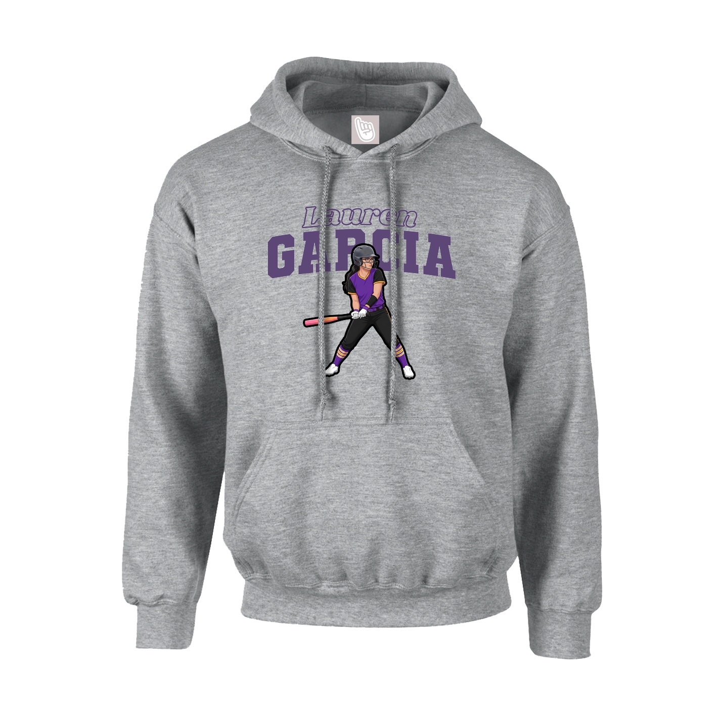 Youth Hoodie — Name Arch in Grey