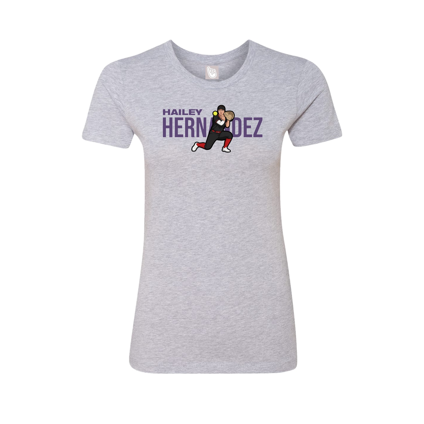 Fitted Women's Tee — Player Name in Grey