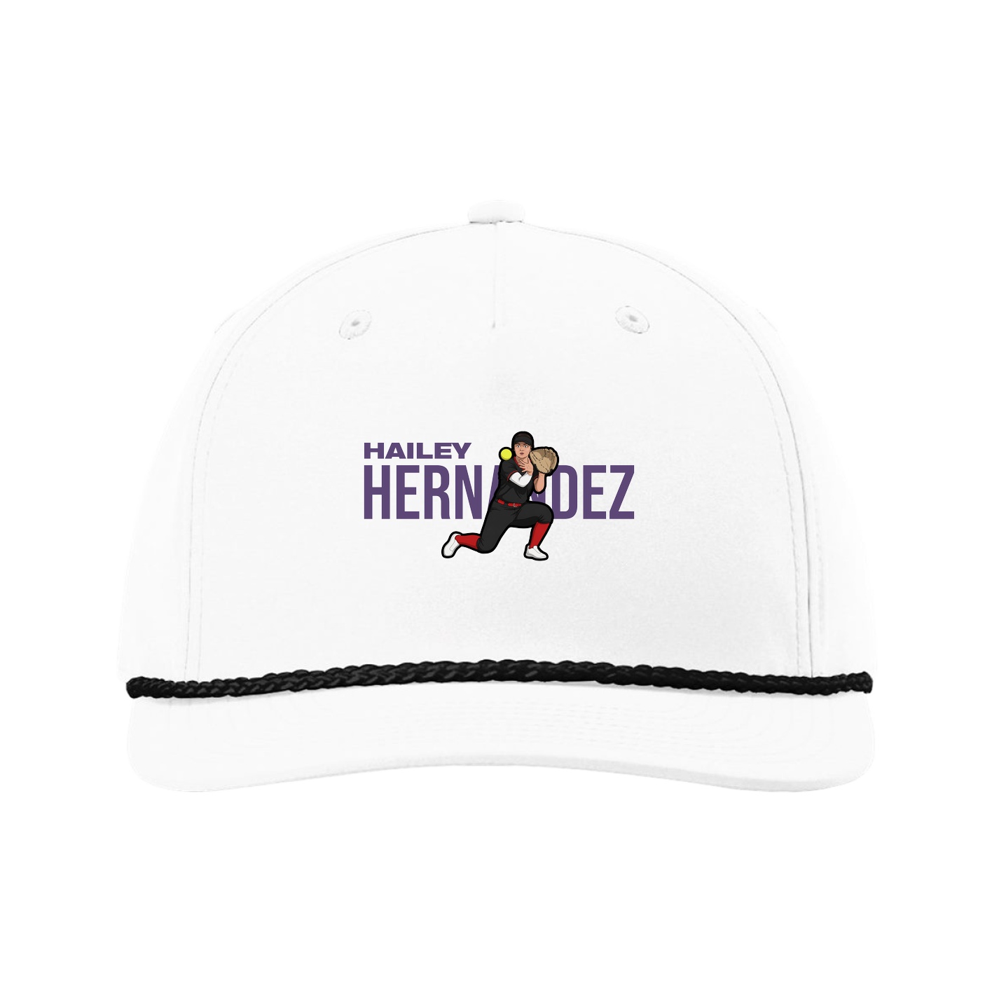 Five-Panel Classic Rope Cap — Player Name in White