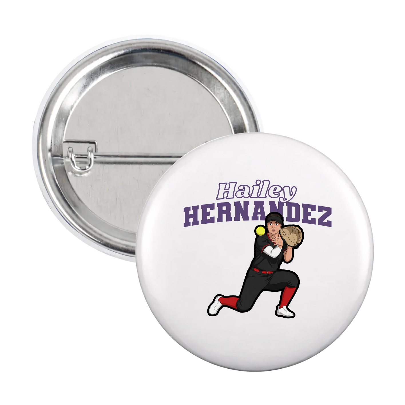 Game Day Button — Name Arch in White