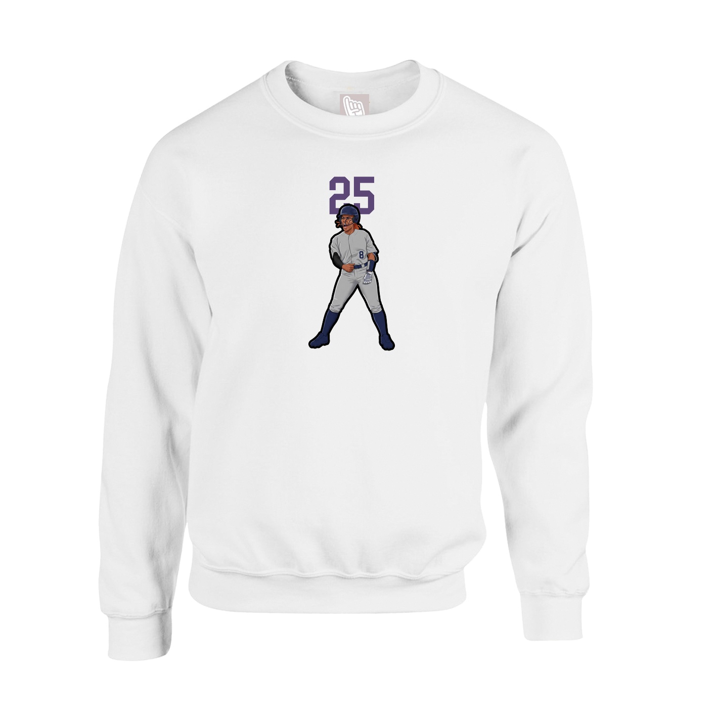 Fleece Crew — Number Top in White