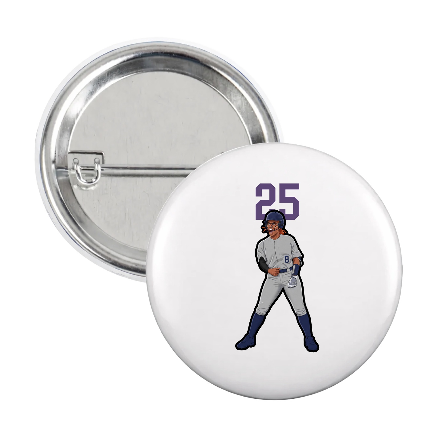 Game Day Button — Number Top in White