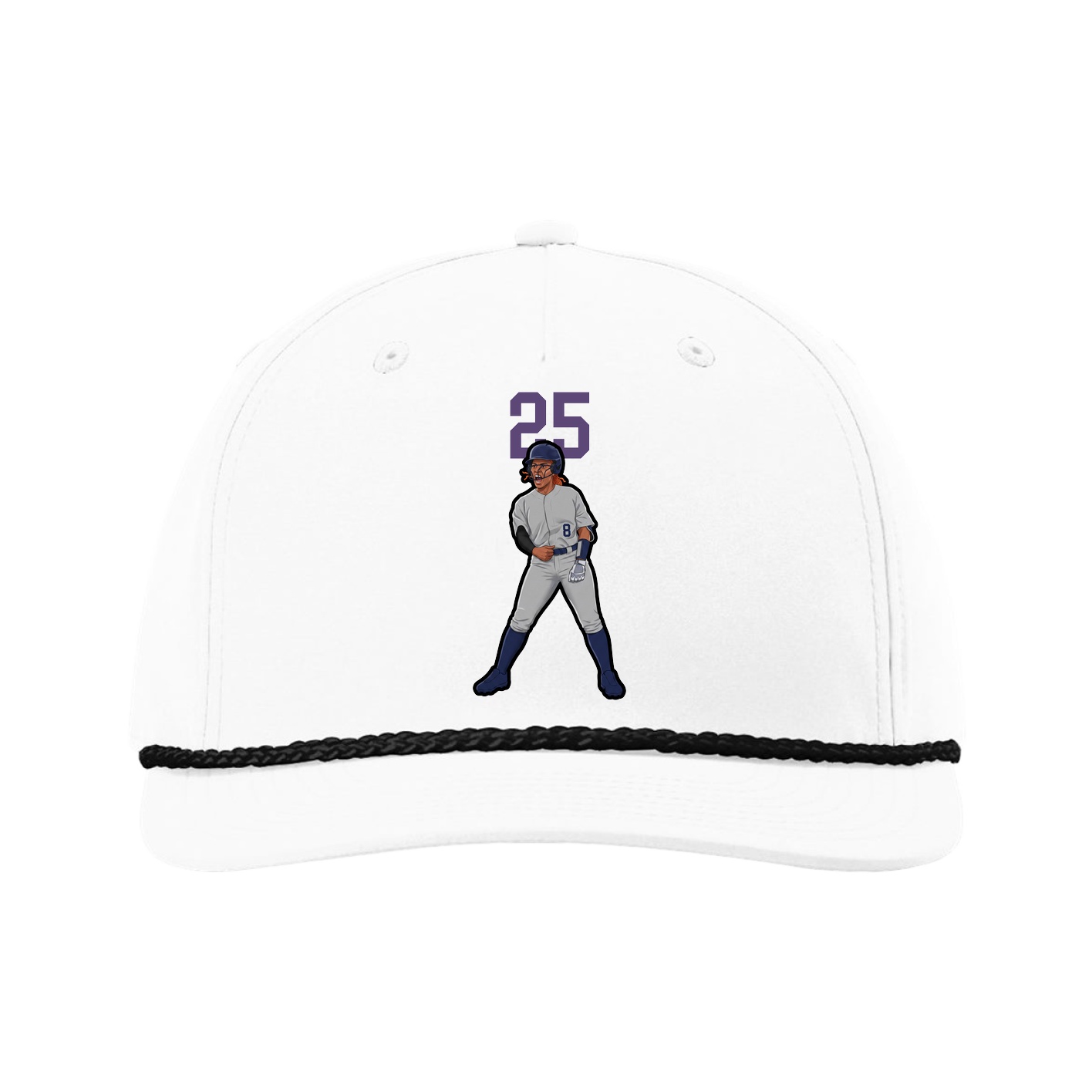 Five-Panel Classic Rope Cap — Number Top in White
