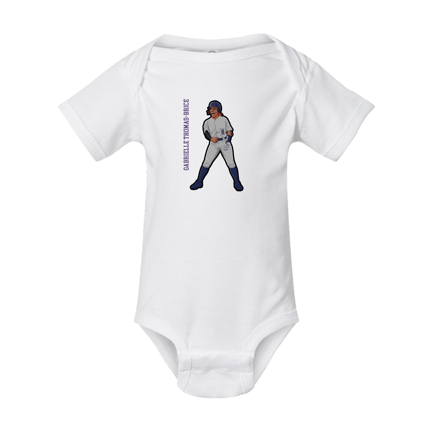 Baby Onesie — Name Vertical in White