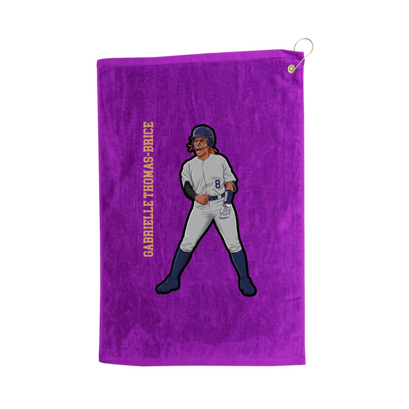 Golf Towel — Name Vertical in Purple
