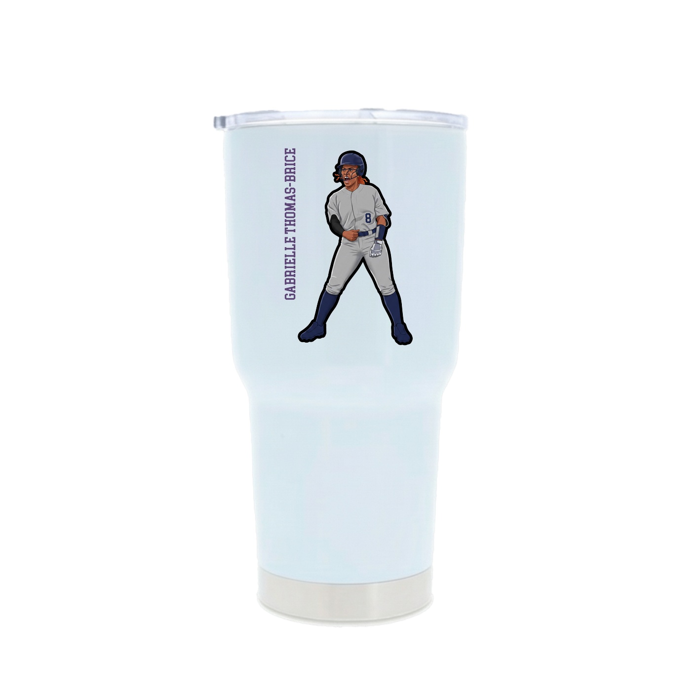 30oz Stainless Steel Tumbler — Name Vertical in White