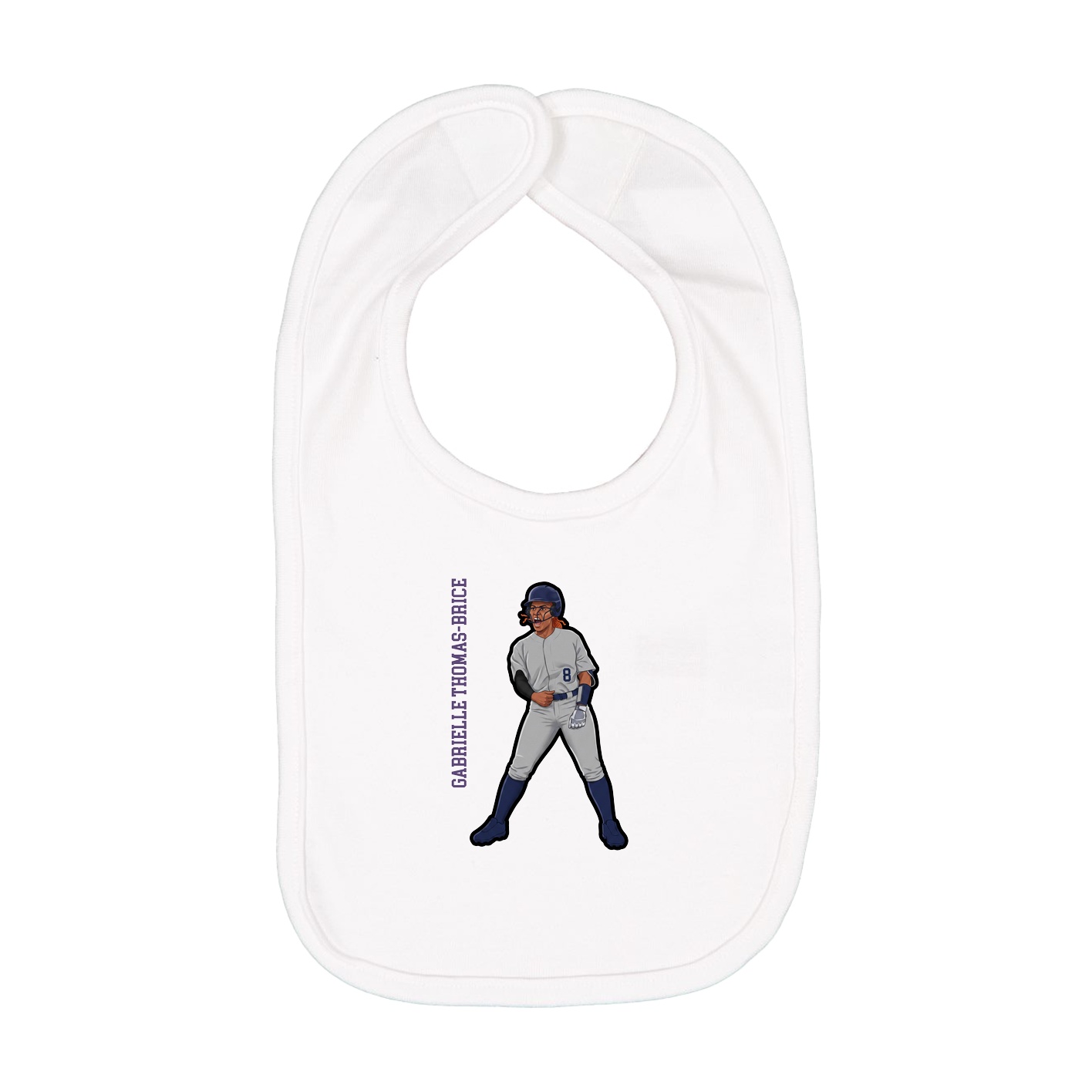 Infant Bib — Name Vertical in White