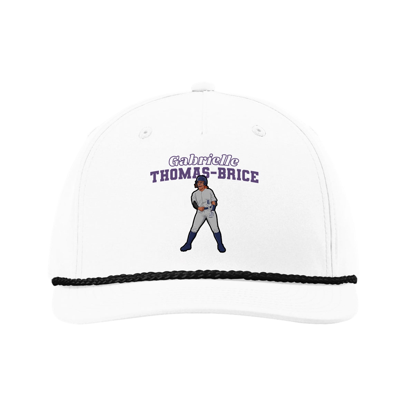 Five-Panel Classic Rope Cap — Name Arch in White