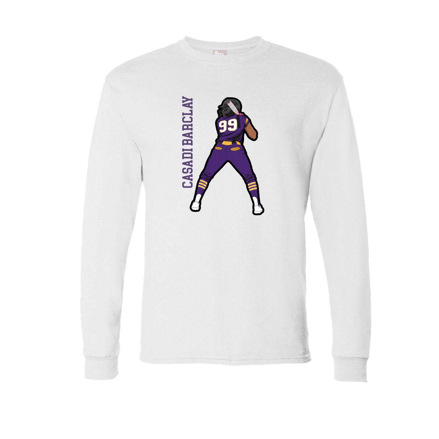 Long Sleeve Tee — Name Vertical in White