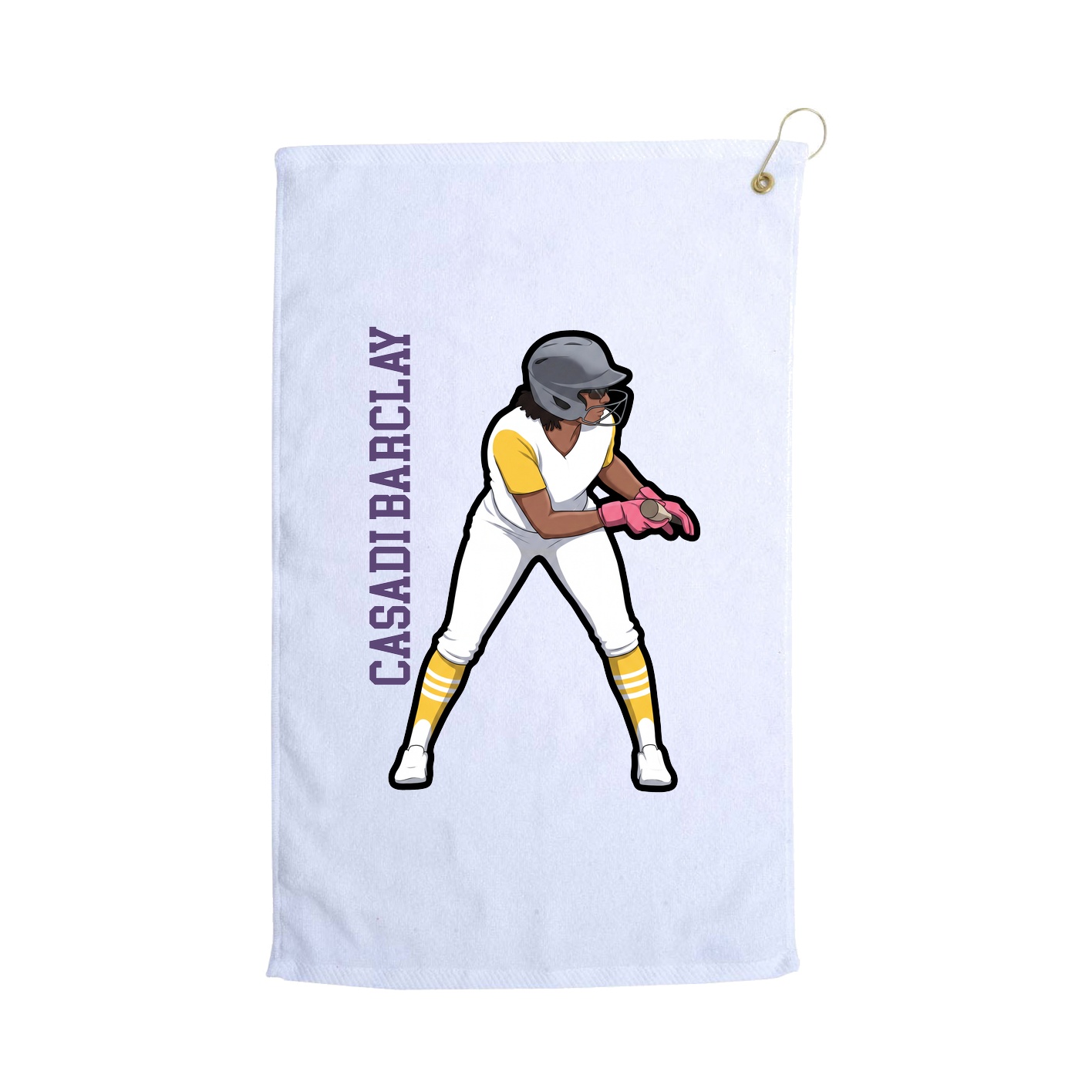 Golf Towel — Name Vertical in White