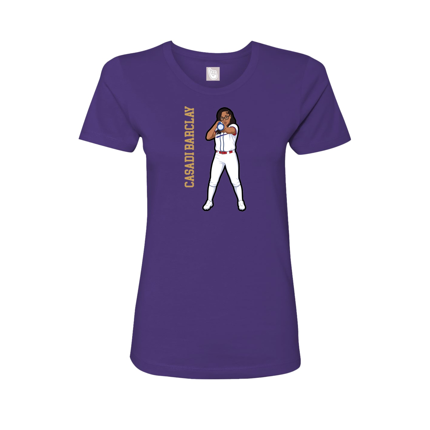 Fitted Women's Tee — Name Vertical in Purple