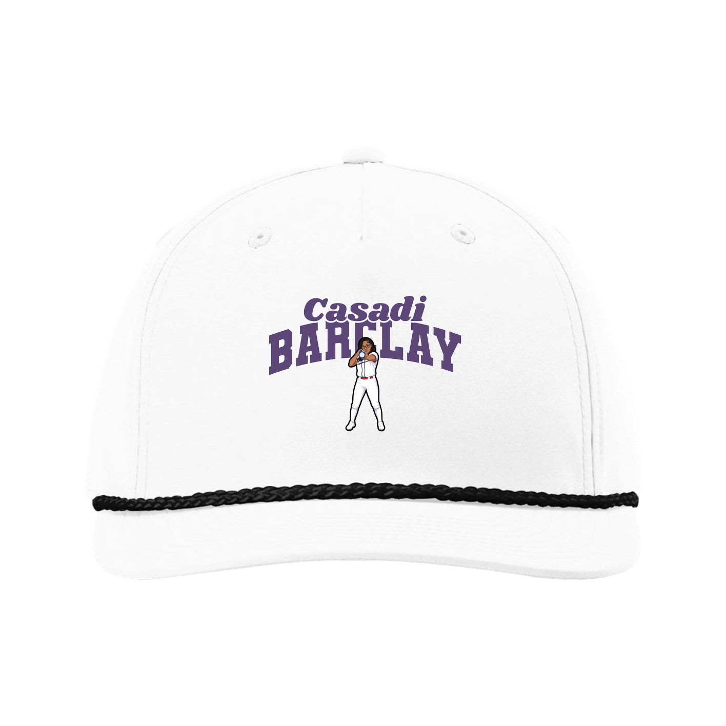 Five-Panel Classic Rope Cap — Signature Arch in White