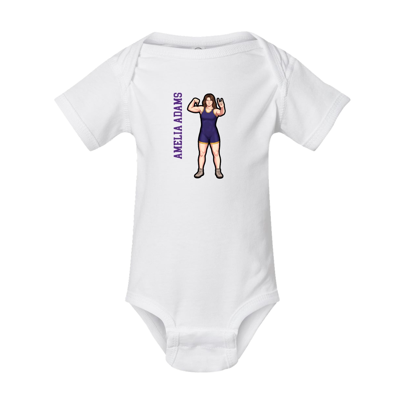 Baby Onesie — Name Vertical in White