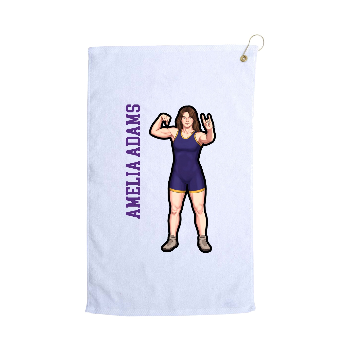 Golf Towel — Name Vertical in White