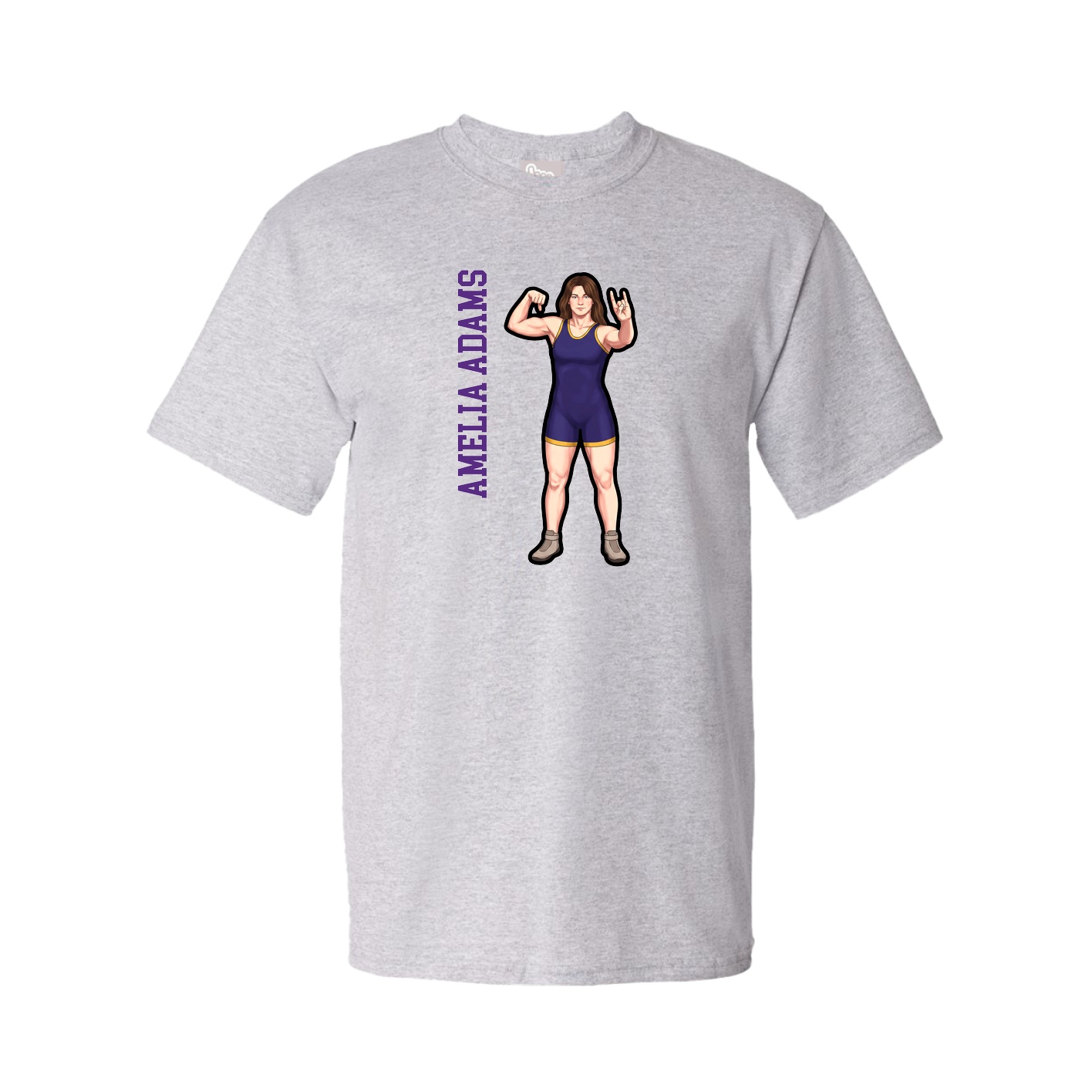 Tee — Name Vertical in Grey