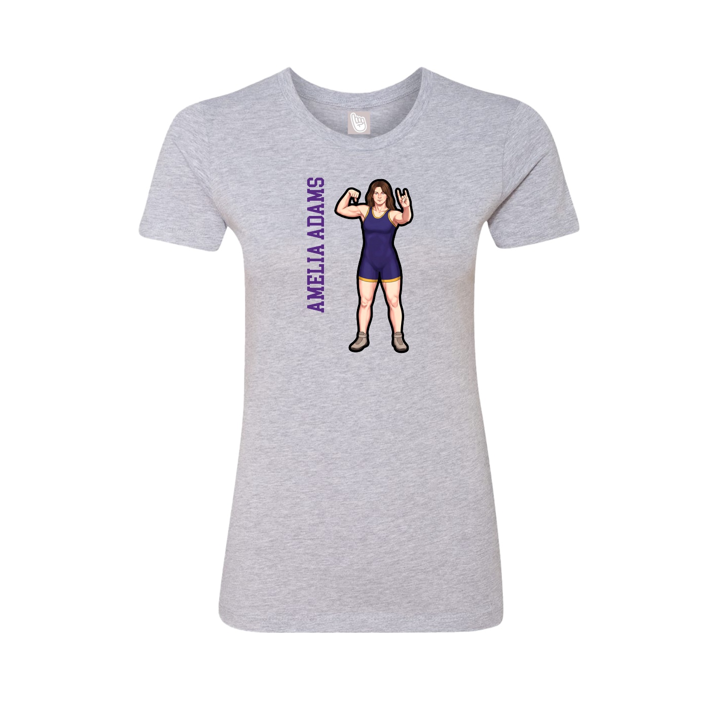 Fitted Women's Tee — Name Vertical in Grey