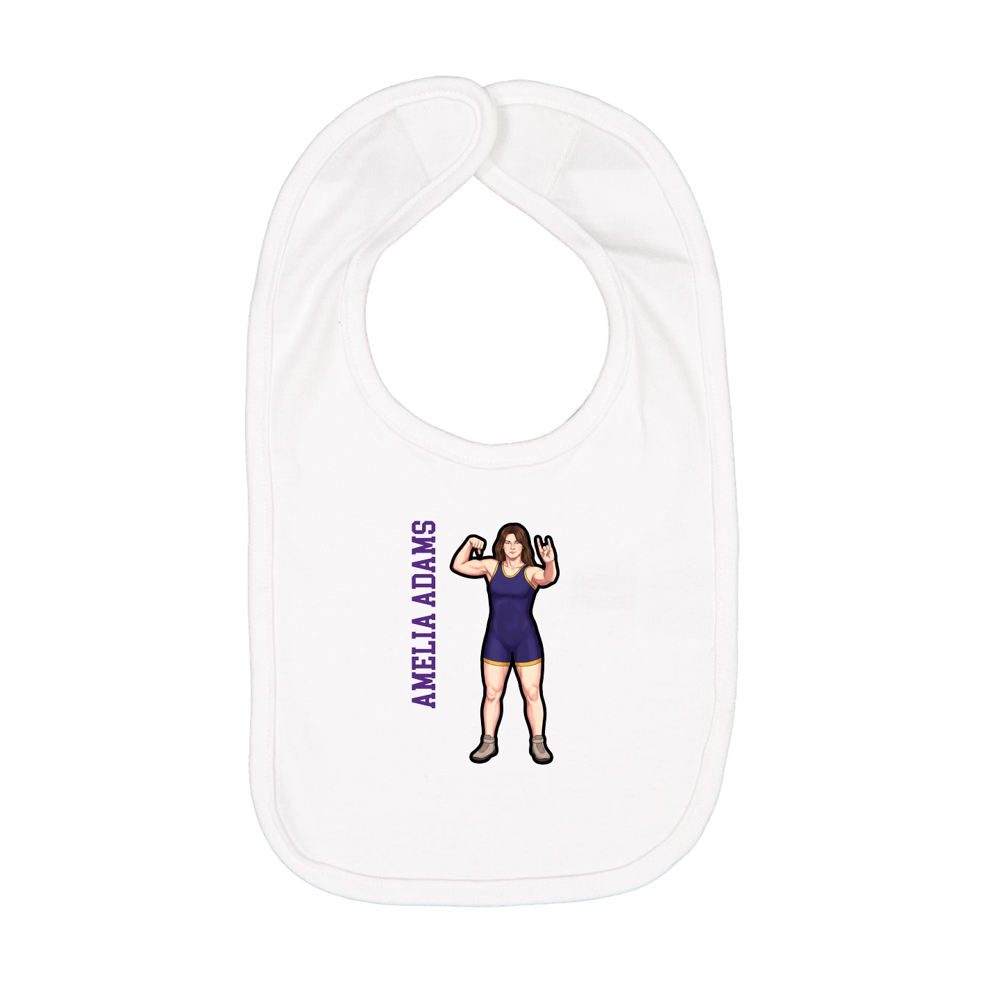 Infant Bib — Name Vertical in White
