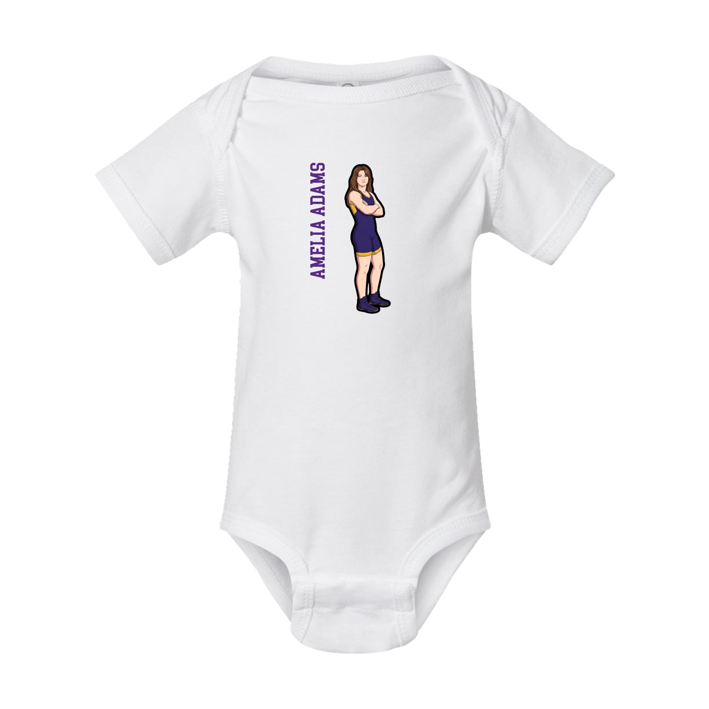 Baby Onesie — Name Vertical in White