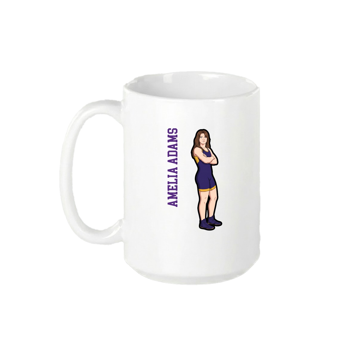 15oz Coffee Mug — Name Vertical in White