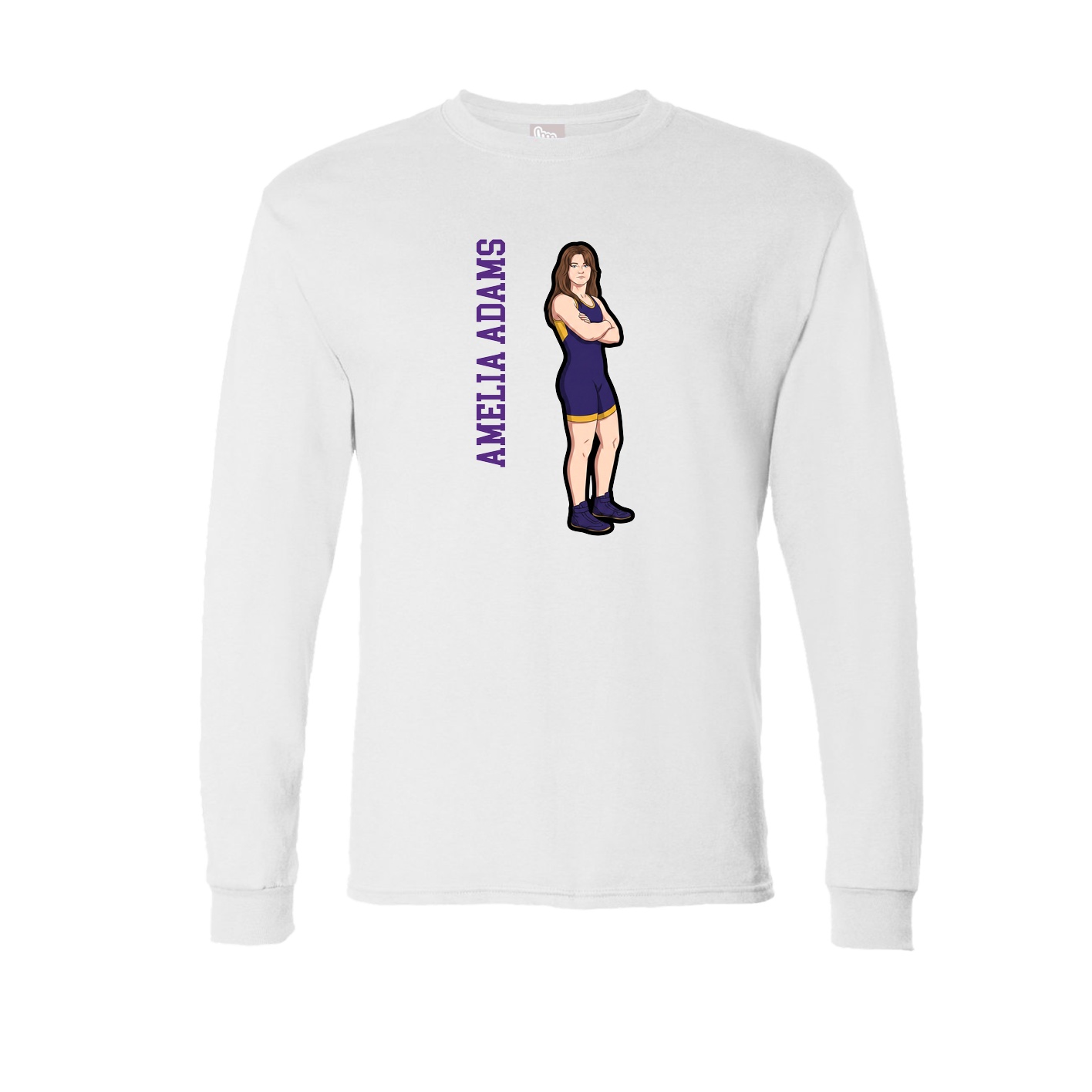 Long Sleeve Tee — Name Vertical in White